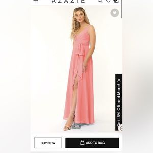 Azazie Alva dress. Size 6. Chiffon. Color is coral.